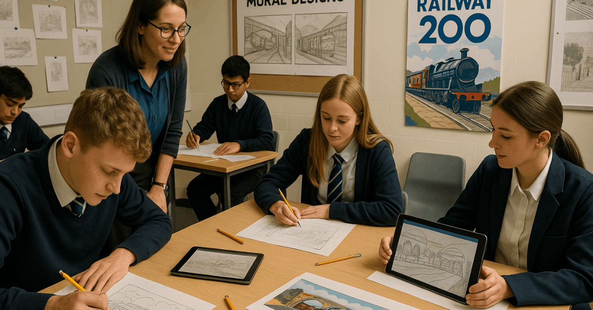 Students Paint Murals at Railway Platforms
